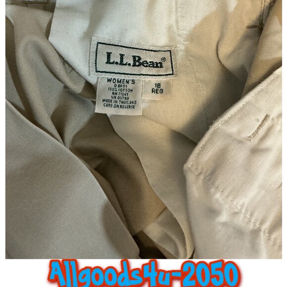 L.L. Bean Khaki Chino Pants Women’s Size 18R Cotton Casual Workwear - Picture 3 of 9